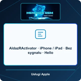 AldazRActivator · iPhone / iPad · Bez sygnału · Hello
